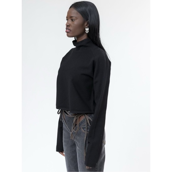 Helmut Lang Compact Wool Tank Turtleneck - Black Cropped Mock Neck Sweater sz S - Picture 2 of 12